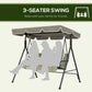 3-Seater Outdoor Porch Swing with Adjustable Canopy, Patio Swing Chair for Garden, Poolside, Backyard, Red