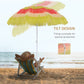 6FT Beach Umbrella Tilt Sunshade Height Adjustable Outdoor Market Patio Yard Crank Deck Sun Shade, Multi-color
