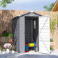 4.5' x 6' Plastic Garden Storage Shed with Latch Door, Vents, Sloped Roof, Dark Grey