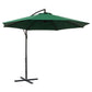 9.7ft Offset Patio UmbrellaCantilever Parasol with Crank Handle, 8 Ribs and Cross Base for Outdoor, Sun Shade, Green