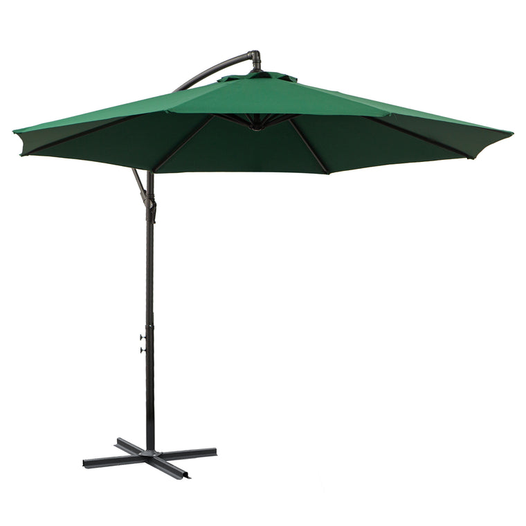 9.7ft Green Offset Cantilever Umbrella with 8 Ribs