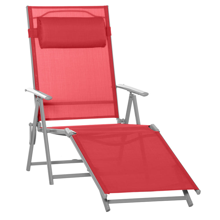 Folding Steel Chaise Lounge with 7 Backrest Positions