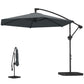 9.7 ft Offset Patio Umbrella with Water/Sand Fillable Weights, Garden Hanging Parasol with Locking Latch, Dark Grey