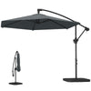9.7 ft Offset Patio Umbrella with Water/Sand Fillable Weights, Garden Hanging Parasol with Locking Latch, Dark Grey