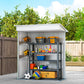 Outdoor Storage Shed, Steel Lean-to Shed with Adjustable Shelf, Lock, Gloves, 5'x3'x6', Green