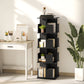 360° Rotating Bookcase with Anti-Tipping Straps and Anti-Slip Foot Pads, 4-Tier Bookshelf with 16 Cubbies, Black