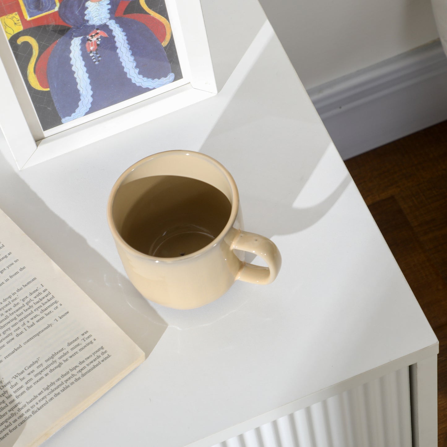 Bedside Table, Modern Nightstand with 2 Drawers, Side End Table with Metal Legs for Living Room, Bedroom, White