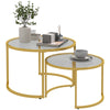 Round Glass Nesting Coffee Tables Set of 2 - Gold