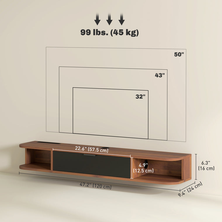 47" Floating TV Stand with Flip Drawer
