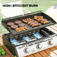 Propane Gas Grill with 3 Main Burners, 8530 BTU Outdoor BBQ Grill Cart with Non-Stick Griddle and Lid, Black