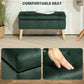 Storage Ottoman with Lid, Velvet Upholstered Storage Bench with Wood Legs for Living Room, Dark Green