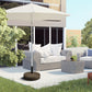 Umbrella Base, Heavy Duty Fillable Base Holder with Steel Pole, Round Parasol Stand for Patio, Outdoor, Backyard, Brown
