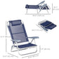 Set of 2 Camping Chairs, Beach Chairs with Adjustable Backrest and Headrest, Folding Chair for Outdoor, Dark Blue
