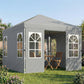 9.6 x 9.6 ft Pop Up Canopy Tent with 4 Sidewalls, UPF 50+ 1-Button Push Easy Setup Outdoor Instant Canopy, Light Grey