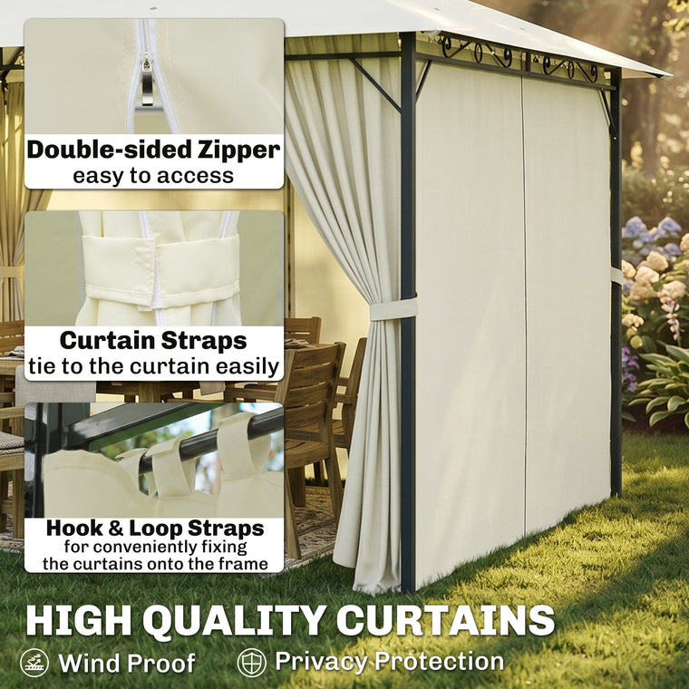 13' x 10' Cream White Soft-Top Steel Gazebo with Double Roof