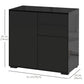 High Gloss Buffet Sideboard with 2 Drawers, 2 Doors and Adjustable Shelf, Kitchen Storage Cabinet with Push Open Design, Black
