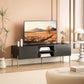 TV Stand for TVs up to 65", Entertainment Center with 2 Open Shelves, 2 Cabinets and Steel Legs for Living Room, Black