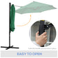 8.5FT Offset Patio Umbrella with 360° Rotation, Outdoor Cantilever Roma Parasol Hanging Sun Shade Canopy Shelter with Cross Base, Green