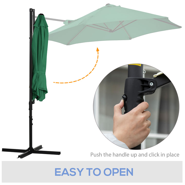 8.5FT Green Offset Patio Umbrella with 360° Rotation