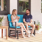 Outdoor Glider Bench for 2 Person, Patio Glider Loveseat with Thick Cushions for Garden Balcony Porch, Navy Blue