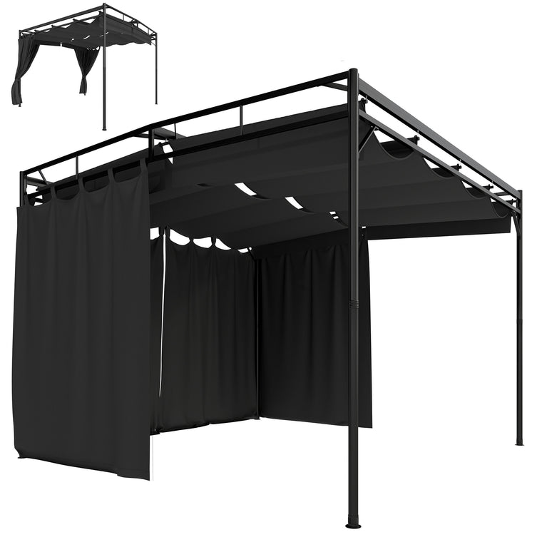 10' x 10' Retractable Pergola Canopy with Curtains