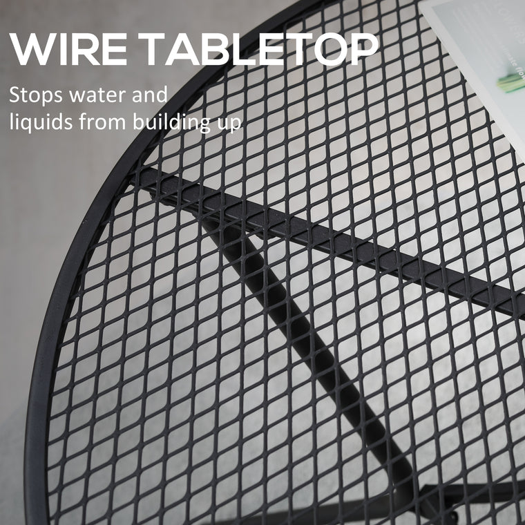 35" Round Steel Dining Table with Mesh Top