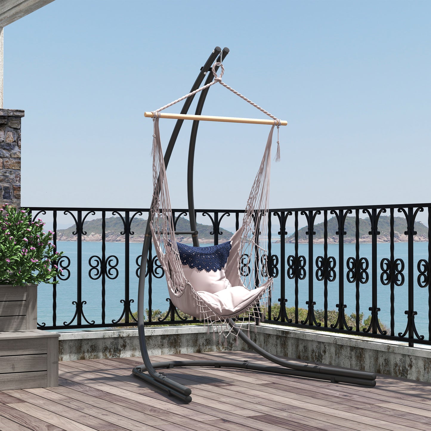 Hammock Chair Stand, Heavy Duty Steel Hanging Chair Stand for Swing Chair, Egg Chair Stand with Extra Large Base, Black