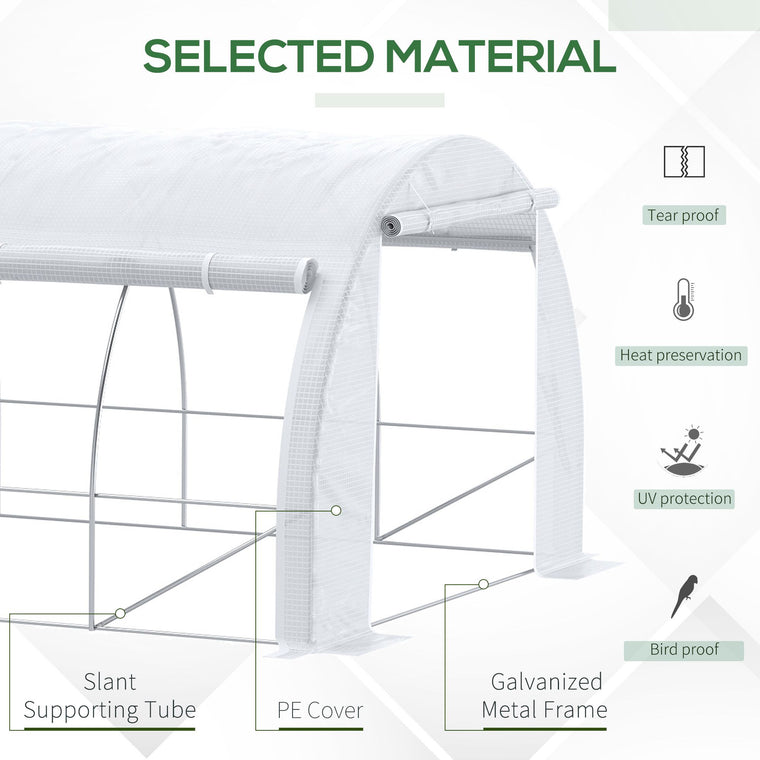 20' x 10' x 6.6' White Tunnel Greenhouse with UV-Resistant Cover