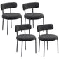 4 Pieces Kitchen Chairs, Modern Dining Chairs w/ Corduroy Upholstery and Steel Legs for Living Room, Black