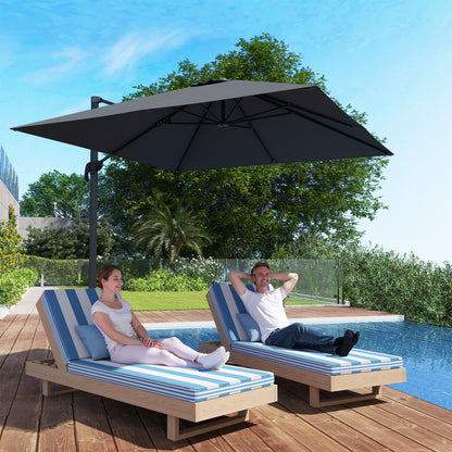 8FT Dark Grey Aluminum Cantilever Umbrella with 360° Rotation