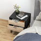 Modern Bedside Table with 2 Drawers and Steel Frame, Sofa Side Table for Bedroom Living Room, Black and Oak