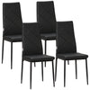 High-Back Faux Leather Dining Chairs Set of 4 - Black
