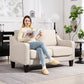 Loveseat Sofa, Modern Couch with Pocket Spring, Linen Upholstered, Thick Padded, Beige