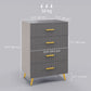 4 Drawer Cabinet, Drawer Chest for Bedroom, Chest of Drawers with Aluminium Legs and Gold Handles, Dark Grey
