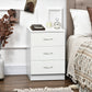 Bedside Table with 3 Drawers, Modern Wood Nightstand, Side Table with Anti-tipping Design for Bedroom, Set of 2, White