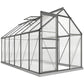 6' x 12' x 6.5' Polycarbonate Greenhouse, Walk-in Green House with Adjustable Roof Vent Galvanized Base Sliding Door Rain Gutter for Outdoor Garden Backyard, Charcoal Grey