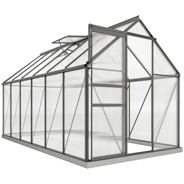 6' x 12' x 6.5' Charcoal Grey Polycarbonate Greenhouse