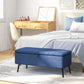 40" Ottoman with Storage, Linen Upholstered Storage Ottoman Bench with Steel Legs for Living Room, Bedroom Dark Blue