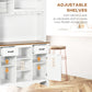 71" Kitchen Buffet with Hutch, Farmhouse Style Storage Cupboard with Utility Drawer, 3 Door Cabinets and 5-tier Shelves, White