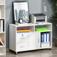 Lateral Filing Cabinet with Open Storage Shelf, Printer Stand Home Office Mobile File Cabinet with Wheels, Lockable Drawer, White