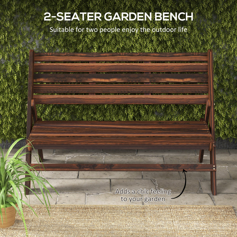 Foldable Wooden Garden Bench with Slatted Backrest