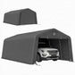 Portable Garage, Heavy Duty Carport Canopy with Ventilation Windows and Large Roll-up Door, Dark Grey