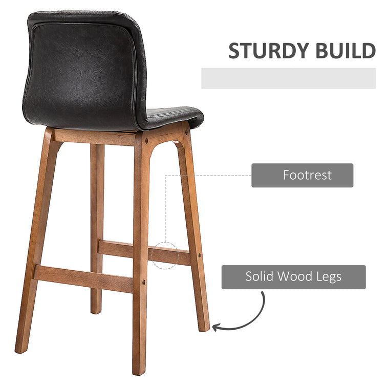 Counter Height PU Leather Bar Stools Set of 2 - Dark Brown
