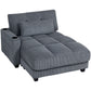 58" Chaise Lounge Indoor, Oversized Corduroy Sofa Bed with 2 Cup Holders, Pillow, Deep Seat Sleeper Couch, Dark Grey