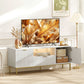 Modern TV Console for TVs up to 60 Inch, Entertainment Center with Smart RGB LED Lights and Soft Close Doors, White