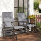 Patio Glider Rocking Chair 2 Person Outdoor Loveseat Rocker Garden Furniture Bench, Grey