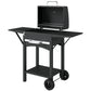 Charcoal Grill with 2 Side Tables, Barbecue Grill with Thermometer and Warming Rack, Wheels, 43.3"x18.3"x39.8", Black