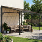 13' x 10' Lean to Gazebo, Hardtop Wall Mounted Outdoor Pergola with Polycarbonate Roof and Metal-Aluminium Frame