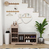 Upholstered Shoe Storage Bench w/ Seat, Entrance Bench w/ Drawer and 6 Open Shelves for Hallway, Grey