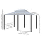 13'L x 10'W x 8.7'H Patio Gazebo Outdoor 2-Tiers Garden Canopy Yard Sunshade Shelter with Curtains, Grey